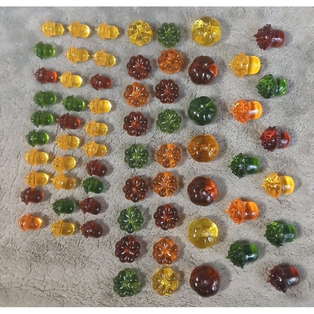 66 Acrylic Pumpkins Acorns Fall Mini Decorations Bowl Jar Filler Cake Topper